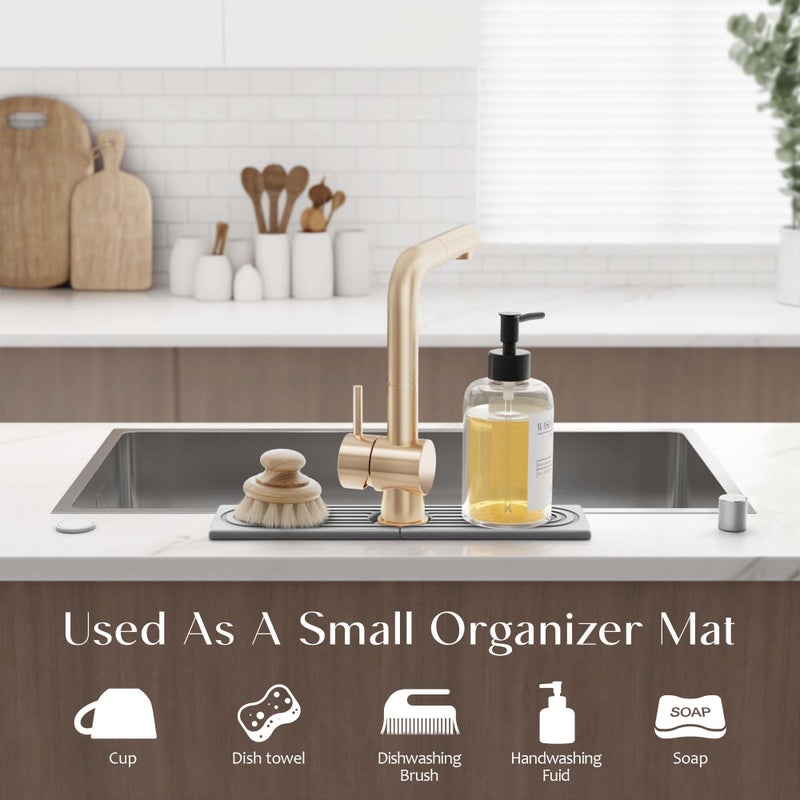 Eormoe Kitchen Sink Faucet Mat - 15.7in Diatomite Sink Protectors for Kitchen Sink, Stone Sink Splash Guard for Kitchen Counter Sink Accessories (Grey, 15.7'' x 3.9'') - Image 4